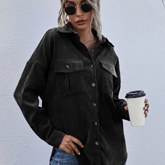 Boyfriend fit oversized shacket jacket corduroy - Picture 10 of 14